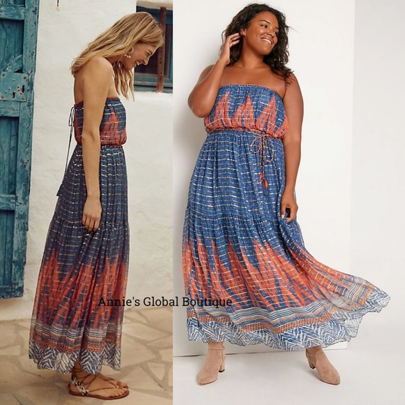 RARE NWT ANTHROPOLOGIE Nora Tasseled Maxi Dress - Picture 14 of 14